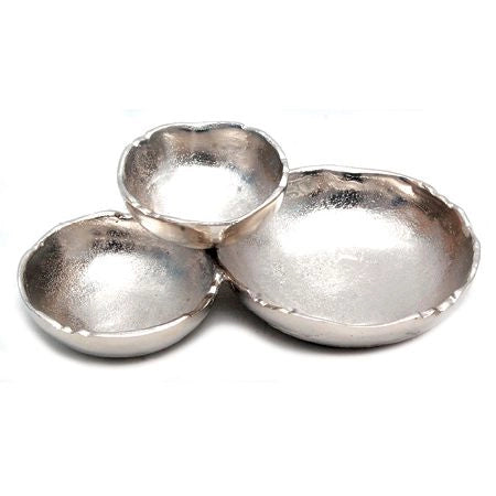 Silver Textured Aluminum 3-Bowl Cluster Dish