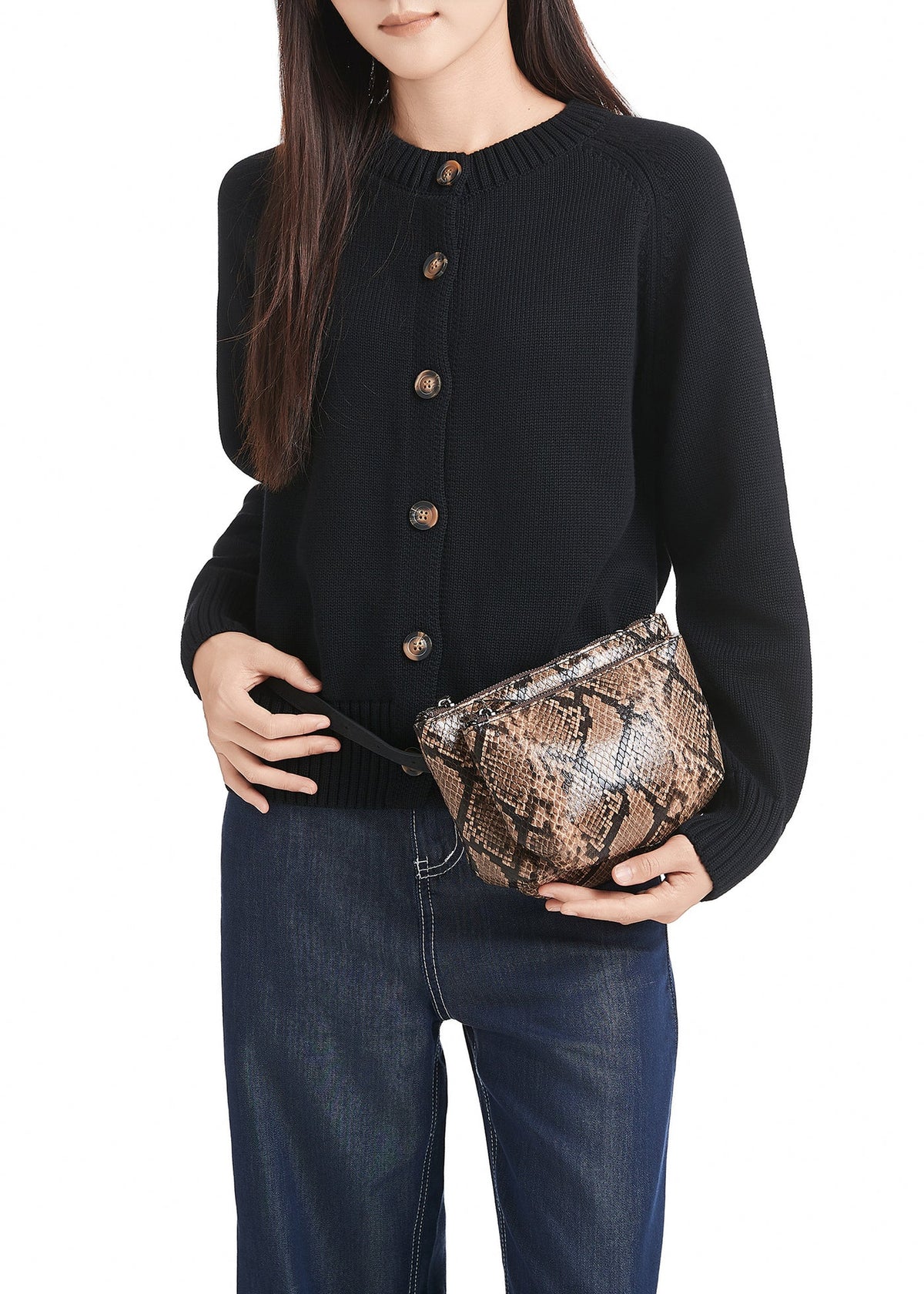 Embossed python vegan leather convertible crossbody