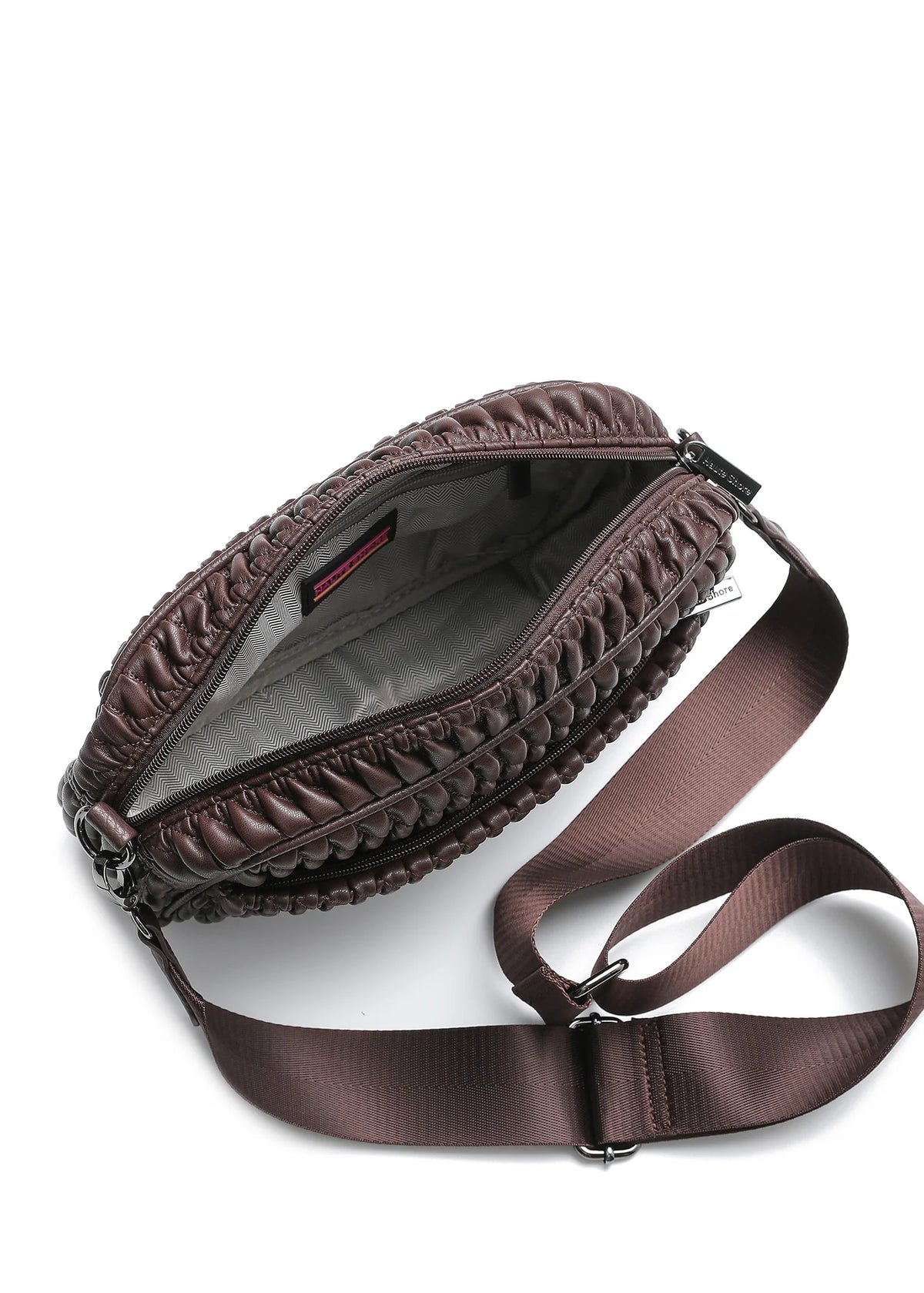 Sac photo en cuir végan gaufré - chocolat
