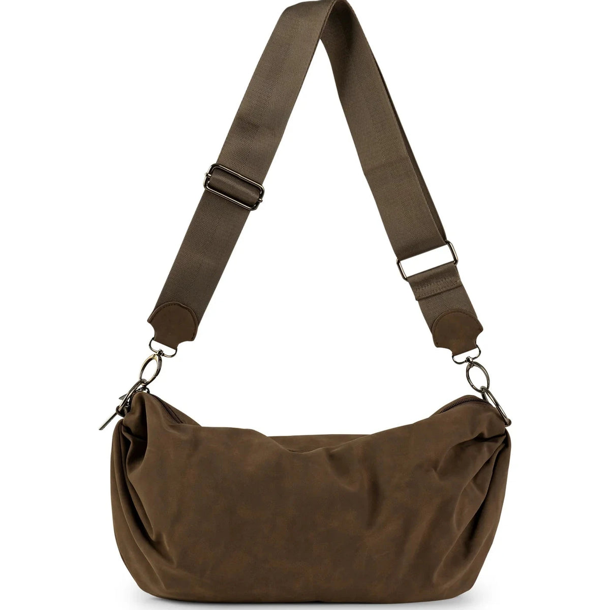 Vegan suede sling bag - espresso