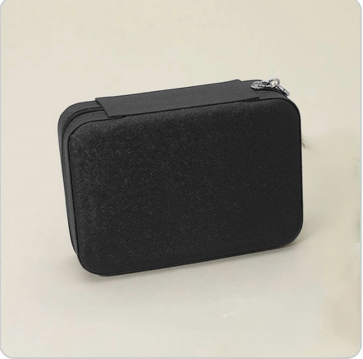 Personalized Faux Leather Portable Jewelry Box, black