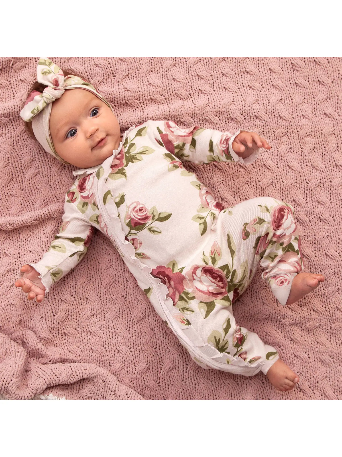 Cabbage Rose Ruffled Zipper romper