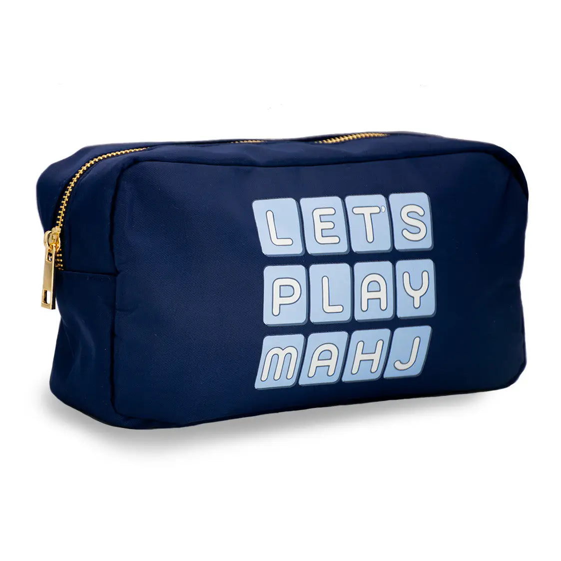Sac de tuiles à fermeture éclair en nylon "Let's Play Mahj" - marine
