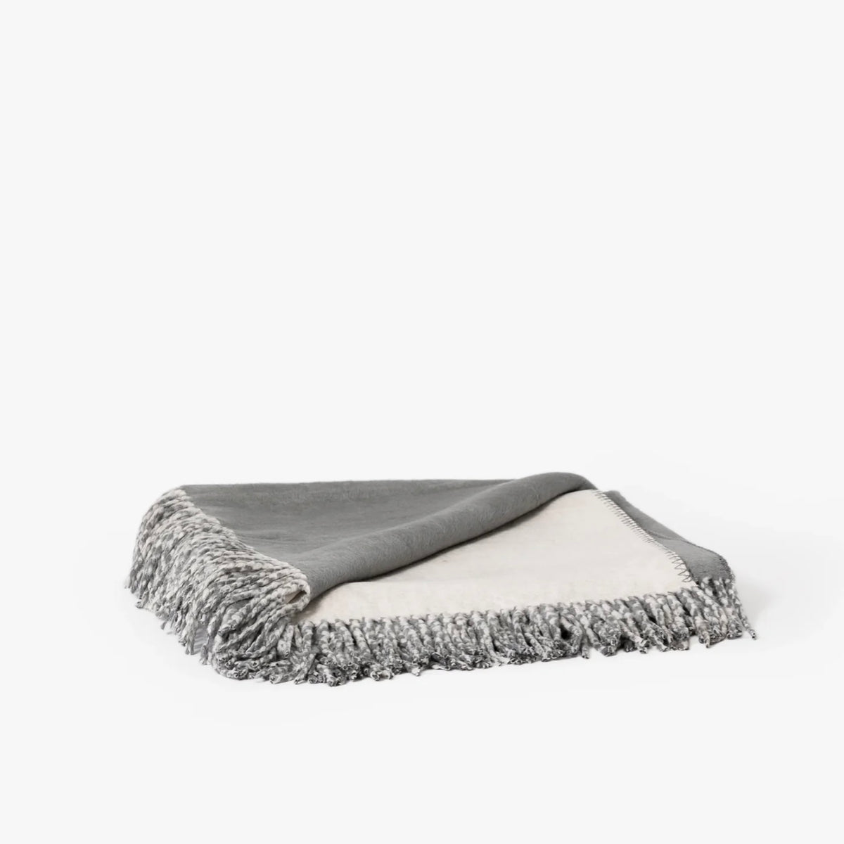 Couverture 100 % soie - mélange ivoire et gris