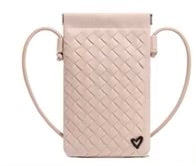 SHERWOOD WOVEN VEGAN LEATHER PHONE CROSSBODY - shell pink