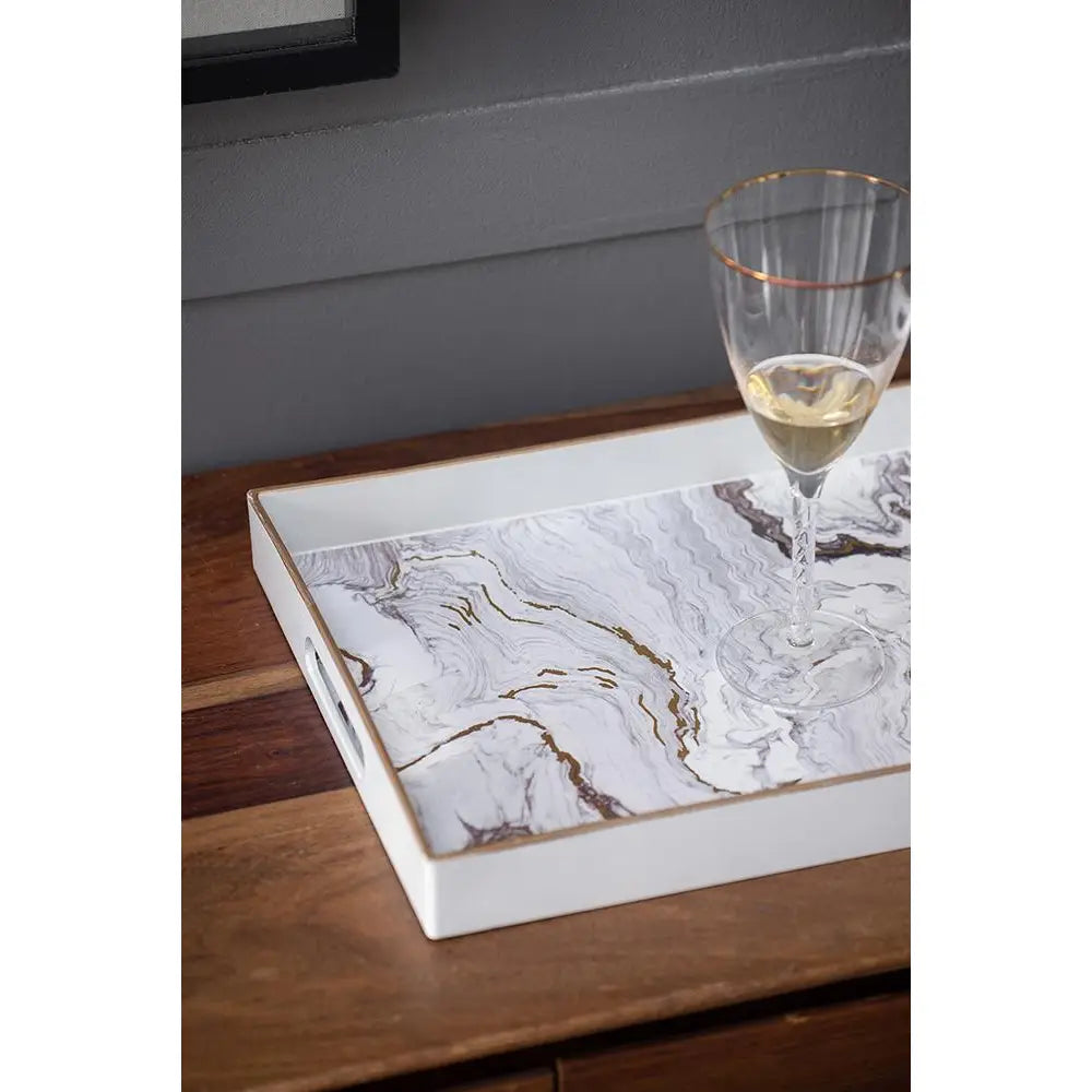 Plateau décoratif en marbre blanc – Moyen