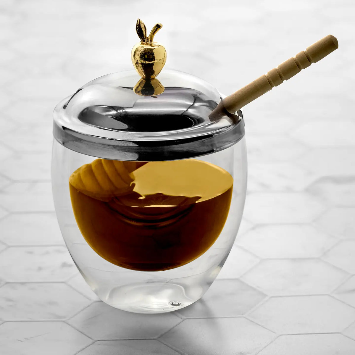 Double Wall Honey Dish - Apple Lid