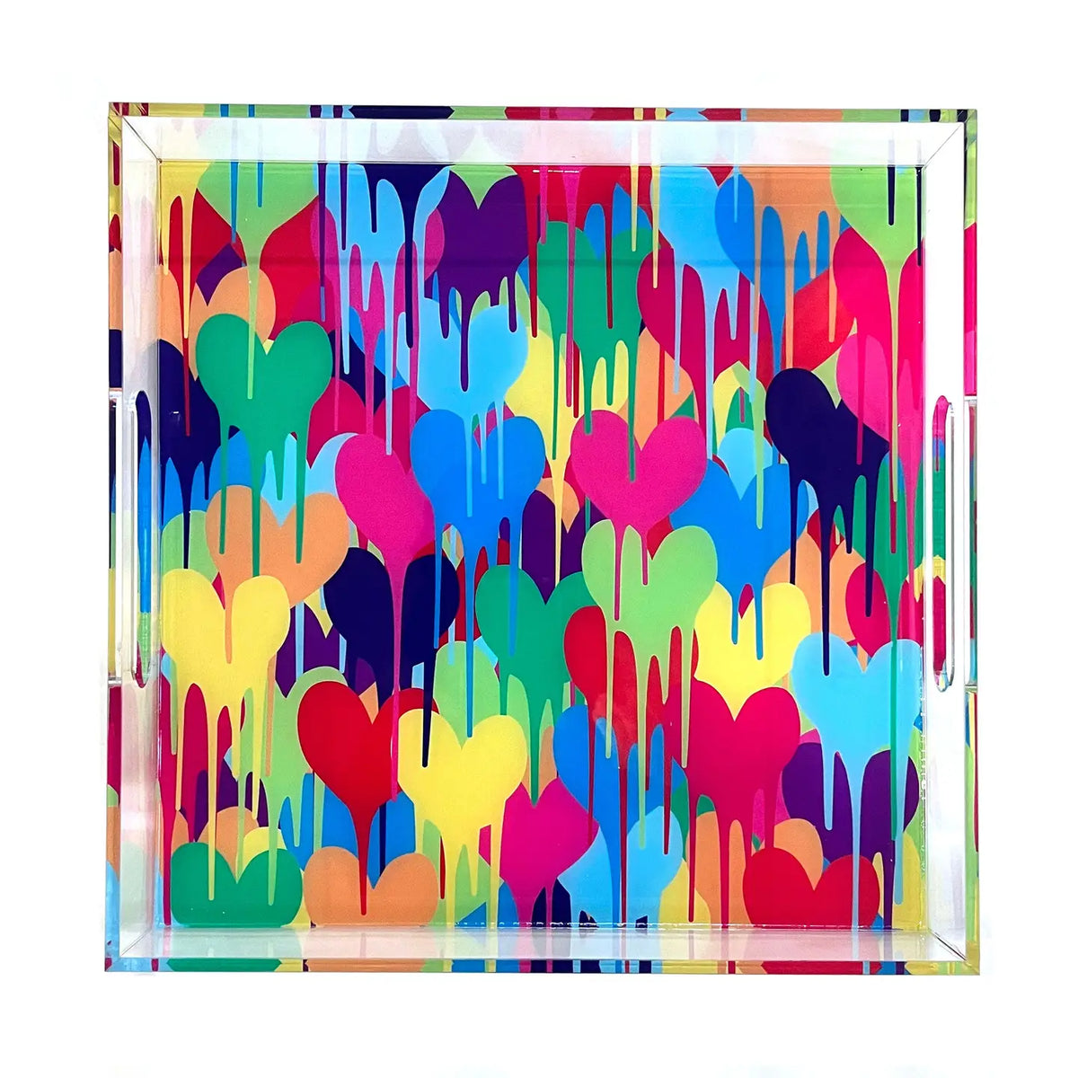 Acrylic Tray - Dripping hearts acrylic tray