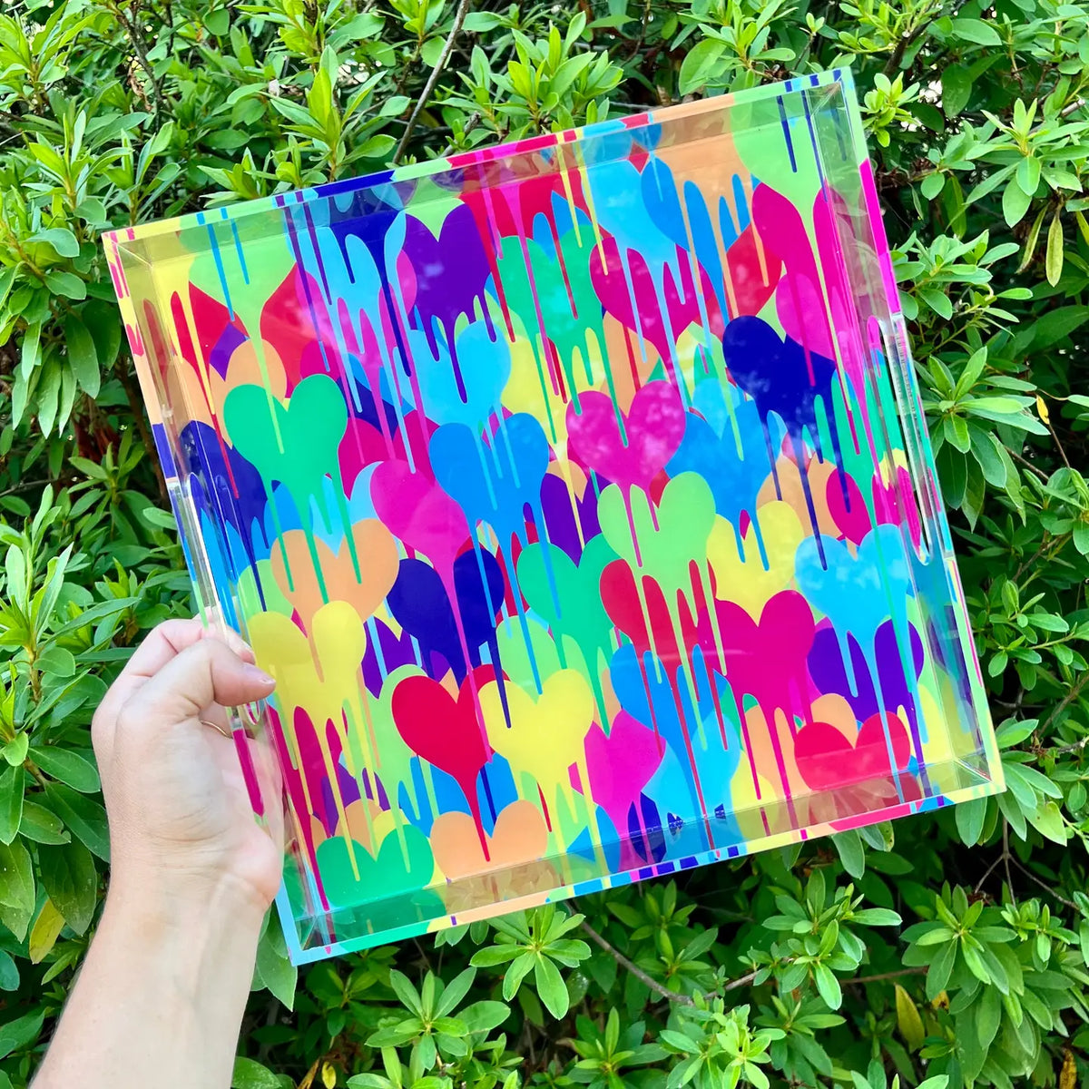 Acrylic Tray - Dripping hearts acrylic tray