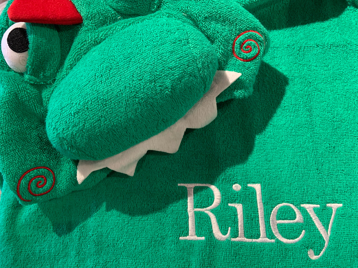 Personalized Kids Plush Terry Hooded Bath Towel - Dinosaur