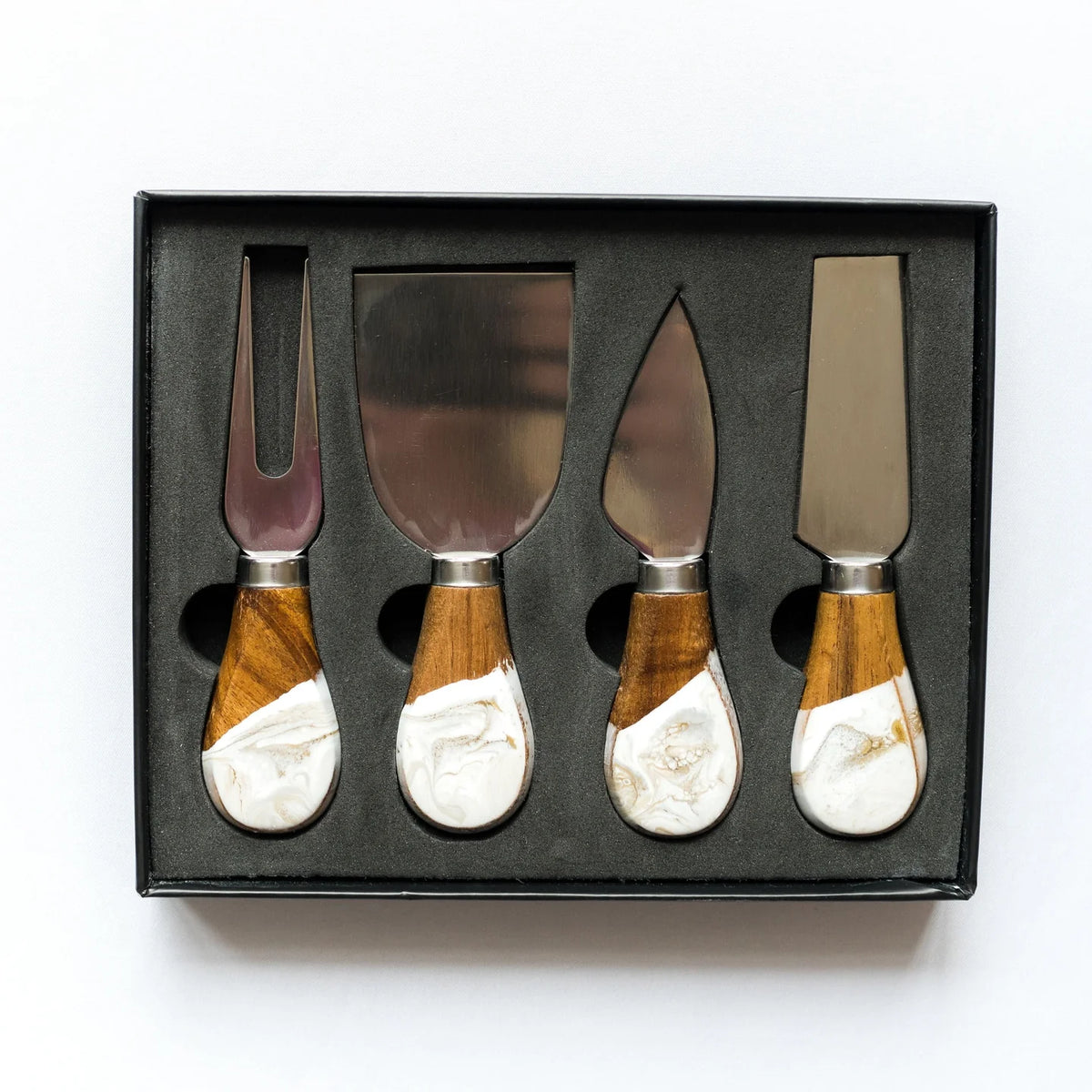 Resin Coated Cheese Knife Set - gold quartz