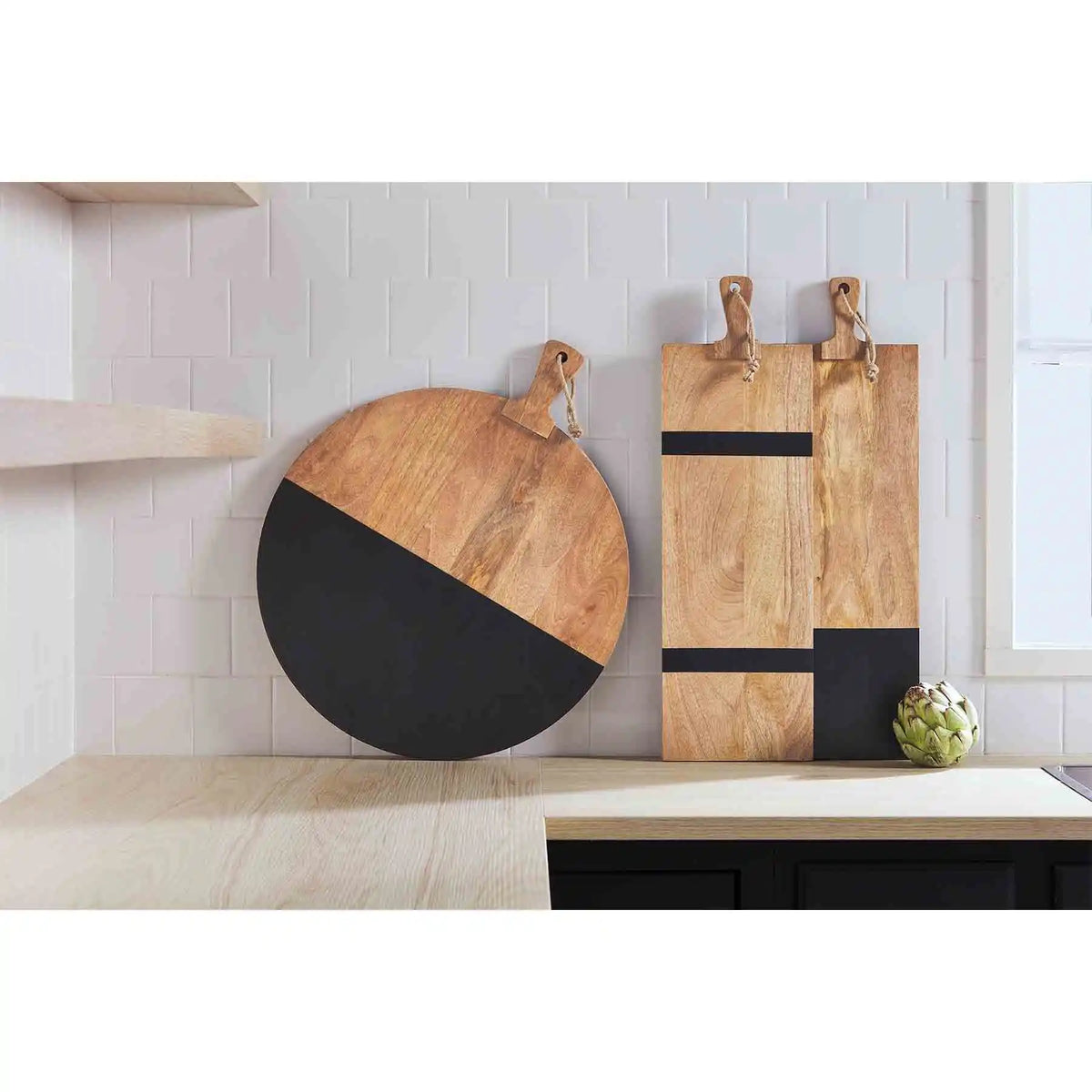 Striped Black Serving Board