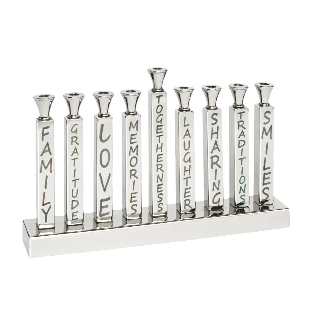 Menorah avec des dictons en argent