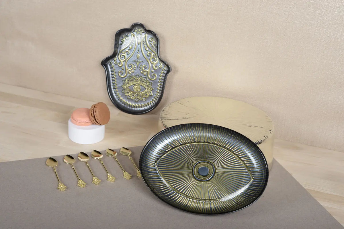 Black Hamsa Hand Tray