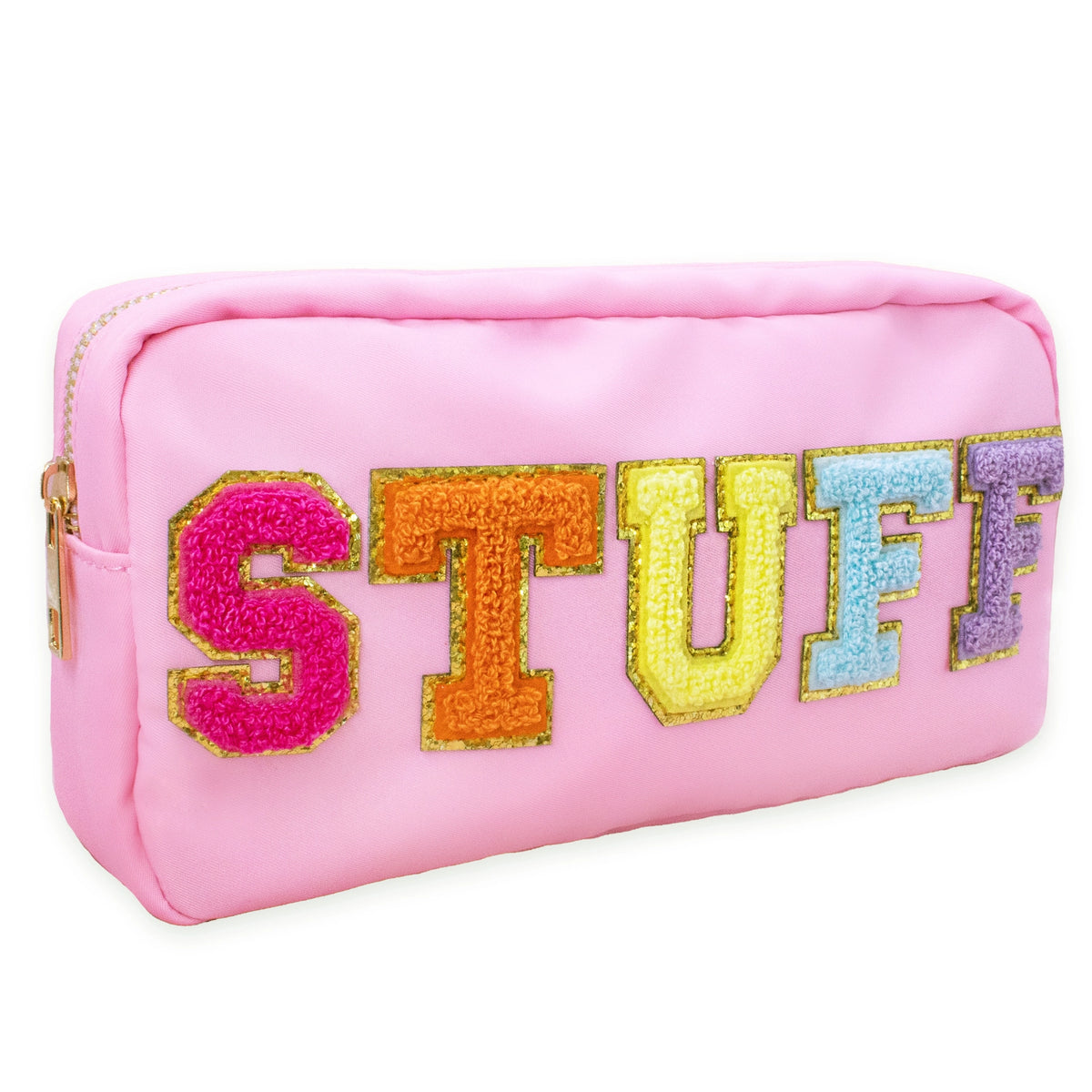 Trousse de maquillage de voyage en nylon chenille rose