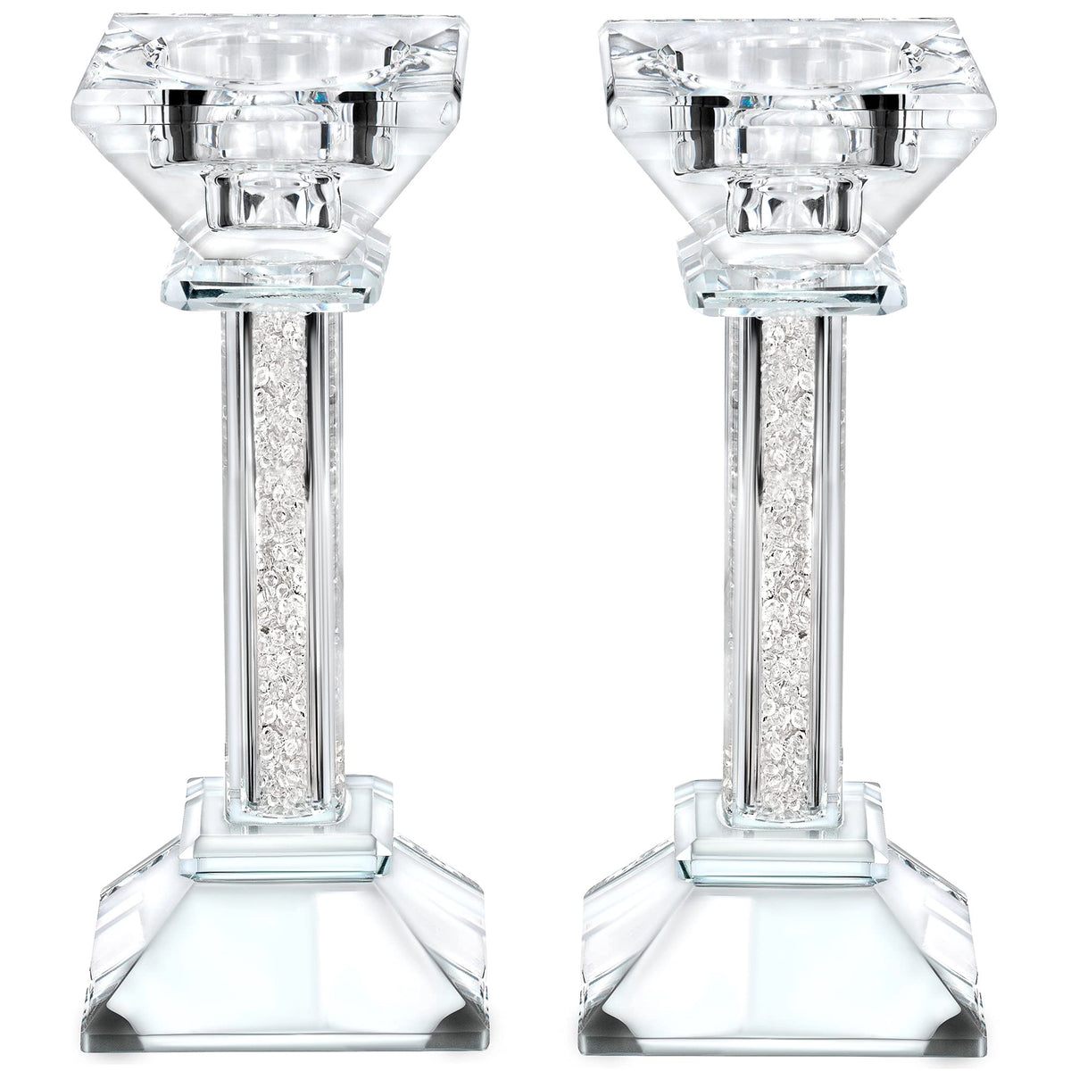 Bougeoirs en cristal avec pierres précieuses concassées - moyen