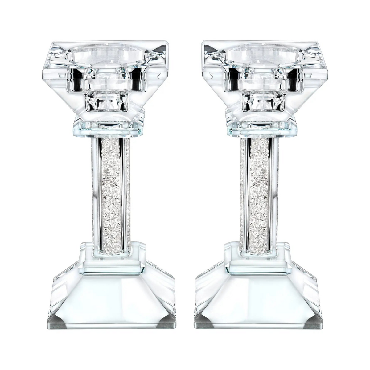 Bougeoirs en cristal avec pierres précieuses concassées - petit