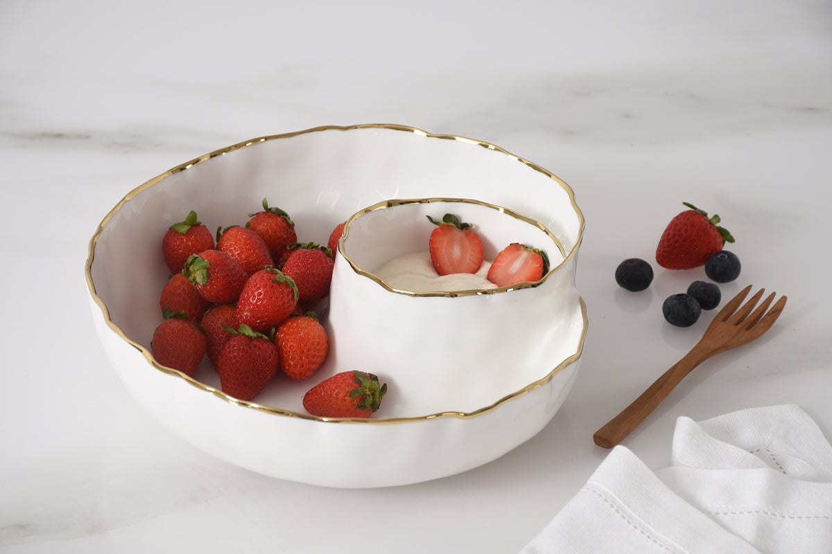 Pampa bay Porcelain round chip and dip bowl