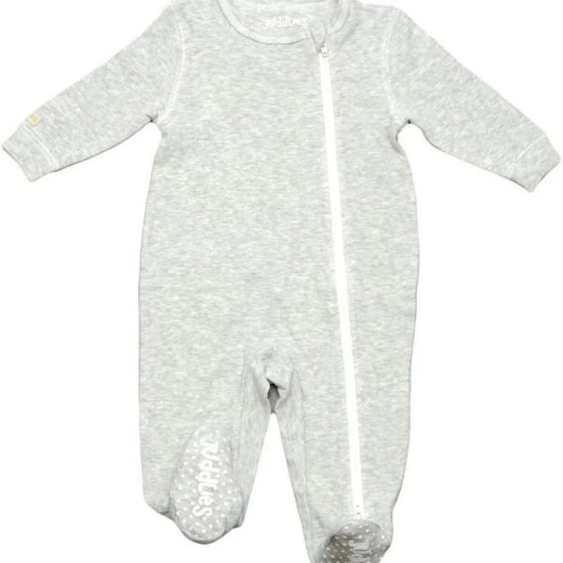 Pyjama bébé à pieds - Gris moucheté