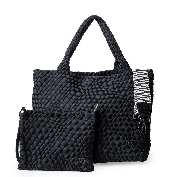 LONDON WOVEN LARGE TOTE - Black