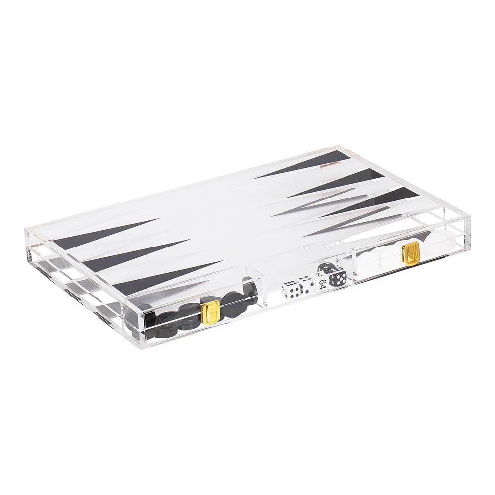 Jeu de backgammon en Lucite massif de 16 pouces