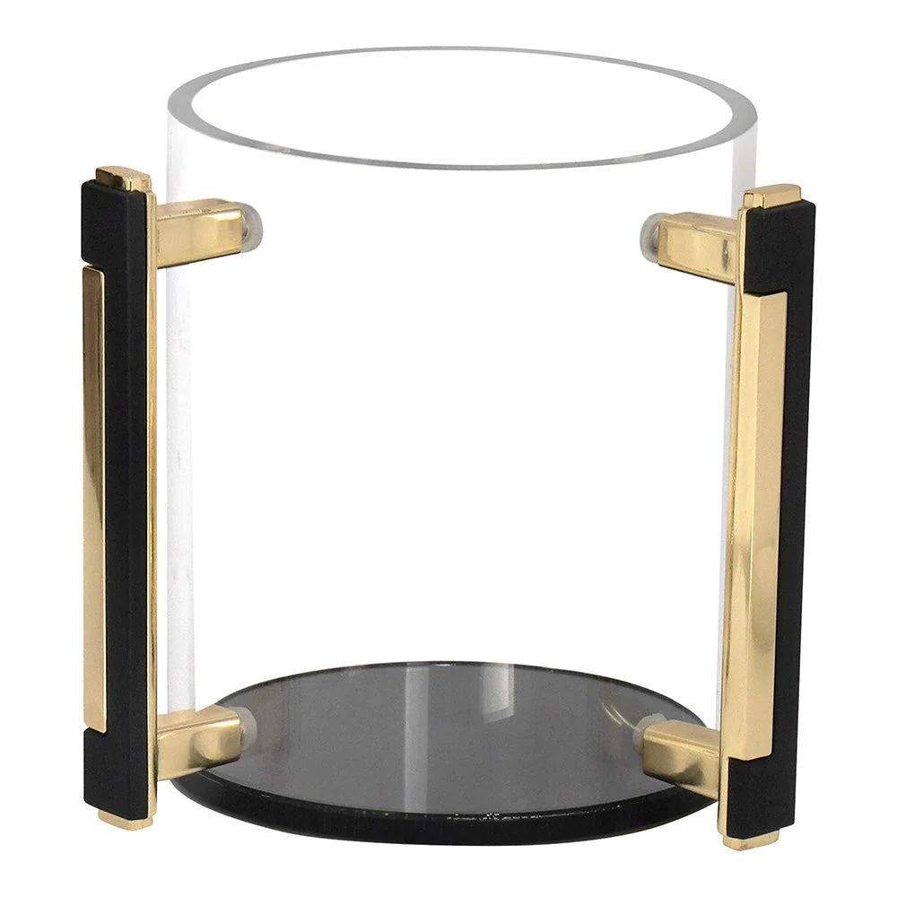 Lucite Clear Wash Cup with Gold Designed Handles - Black & Gold