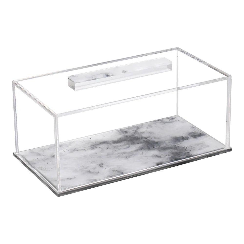 Cloche à gâteau rectangulaire en lucite et perles - Grise