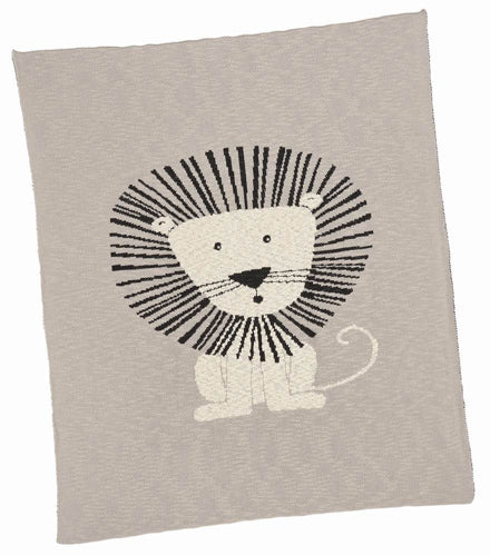 Couverture grise personnalisée - Lion