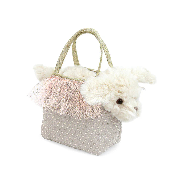 Ensemble de peluche et de sac à main en forme de chiot maltais en sucre