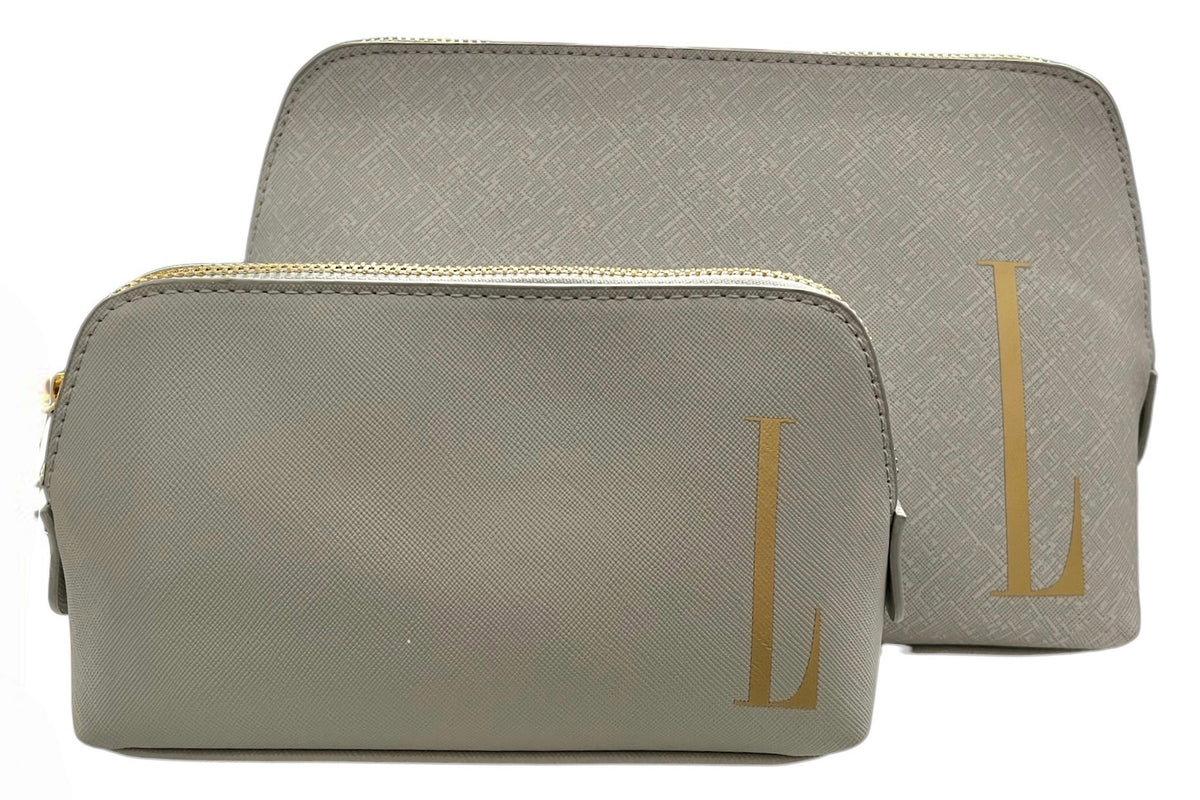 Trousse de maquillage avec initiales - Gris