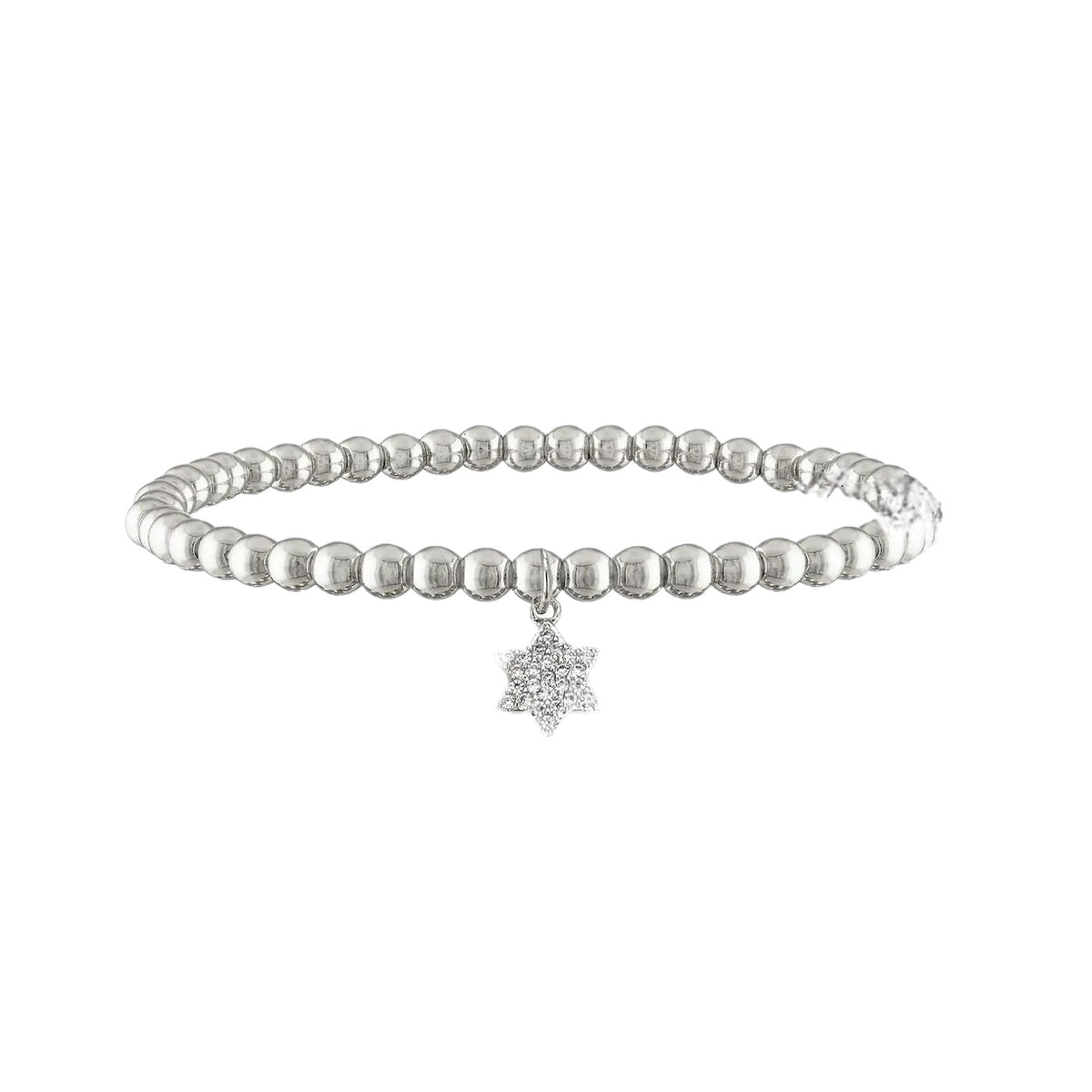 Bracelet grosses perles en argent avec étoile de David