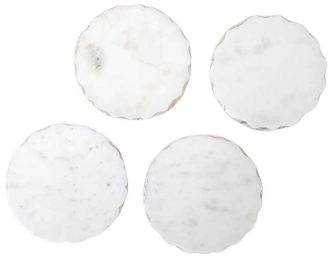 Silver Edged Round Marble Coasters (set of 4)