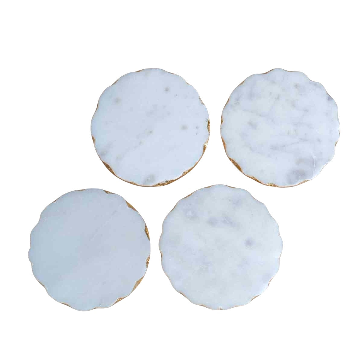 Gold Edged Round Marble Coasters (set of 4)