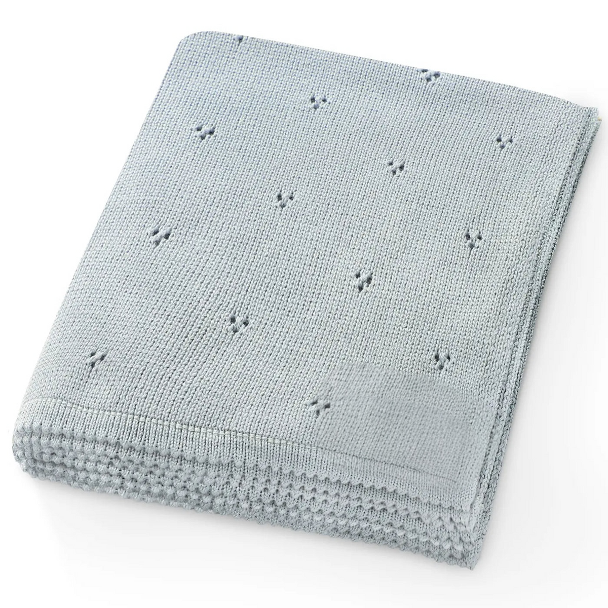 Couverture de naissance en coton biologique bleu poudré ajourée