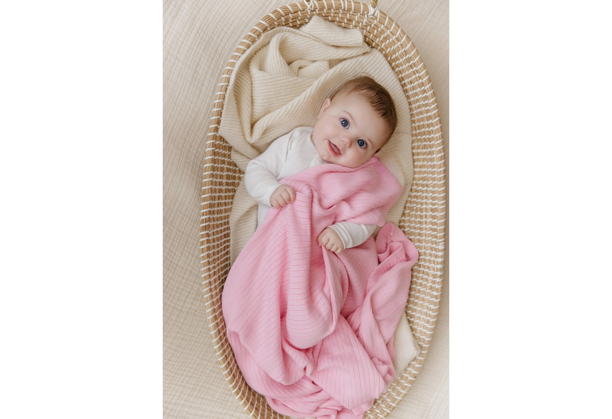 Pink Luxury Organic Cotton Ribbed Baby Blanket