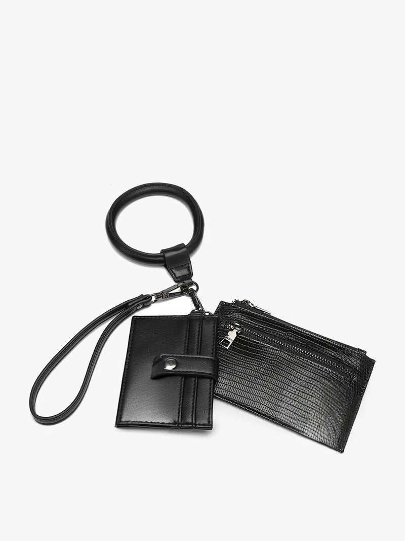 Black Vegan Lizard Wallet Bangle