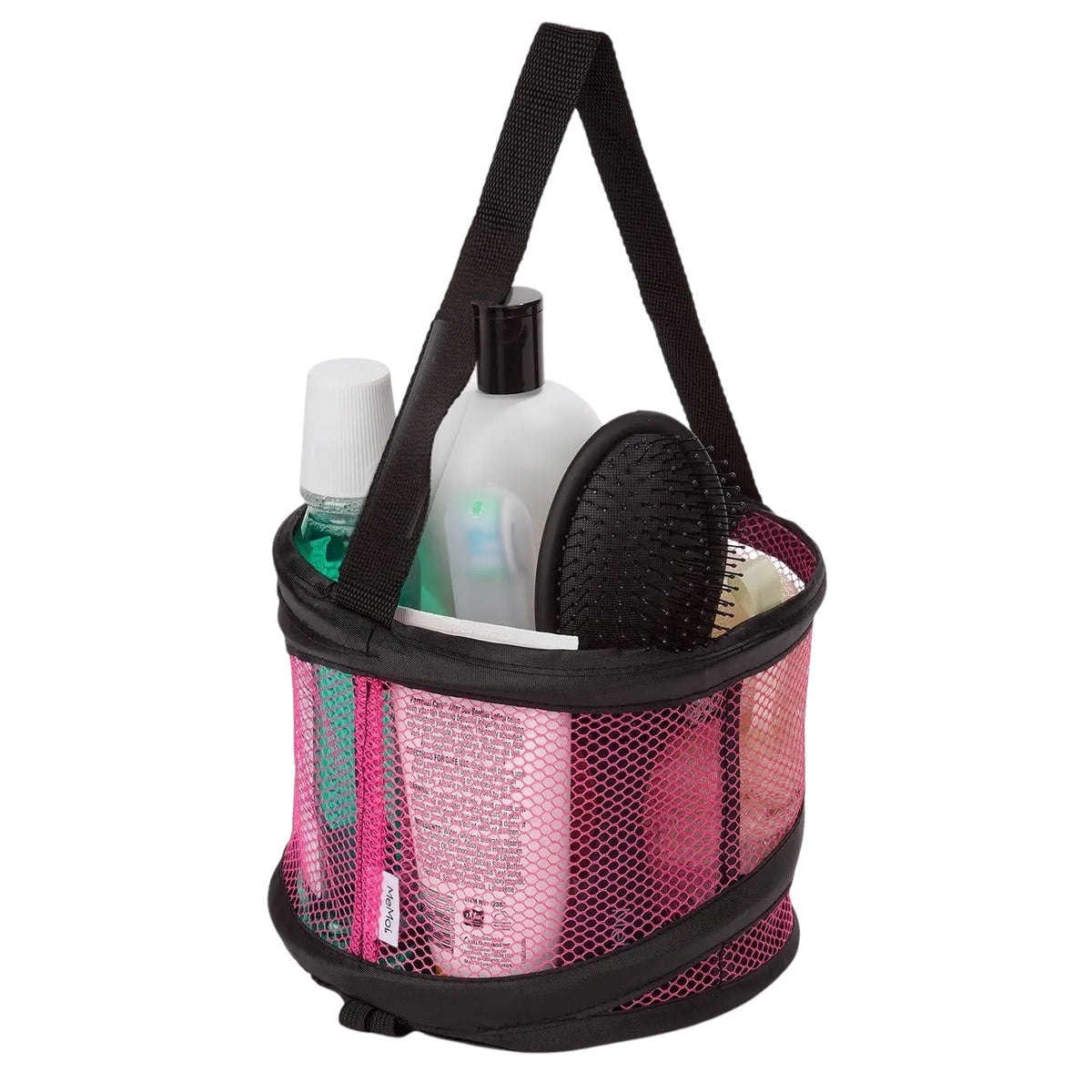 Panier de douche pliable en maille - Rose