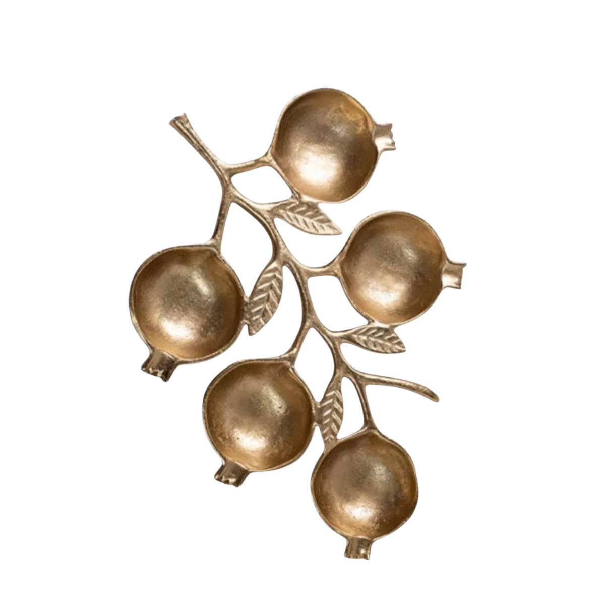 Textured Aluminum Gold 5-Pomegranate Branch Bowl