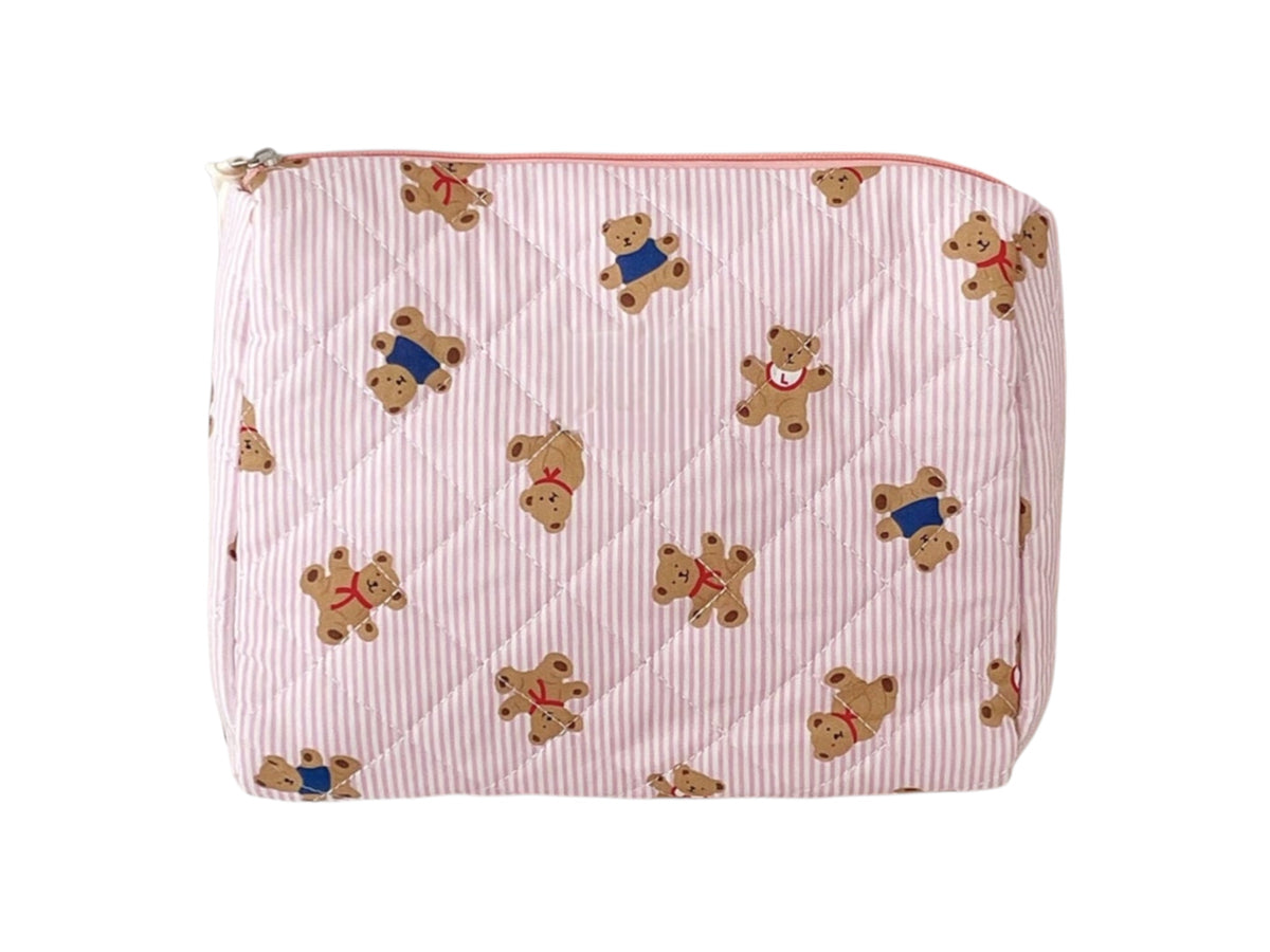 Bear Print Striped Bag: Pink Medium