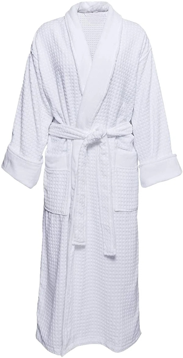 Personalized Hotel Collection Unisex Jacquard Terry Velour Shawl Collar -White