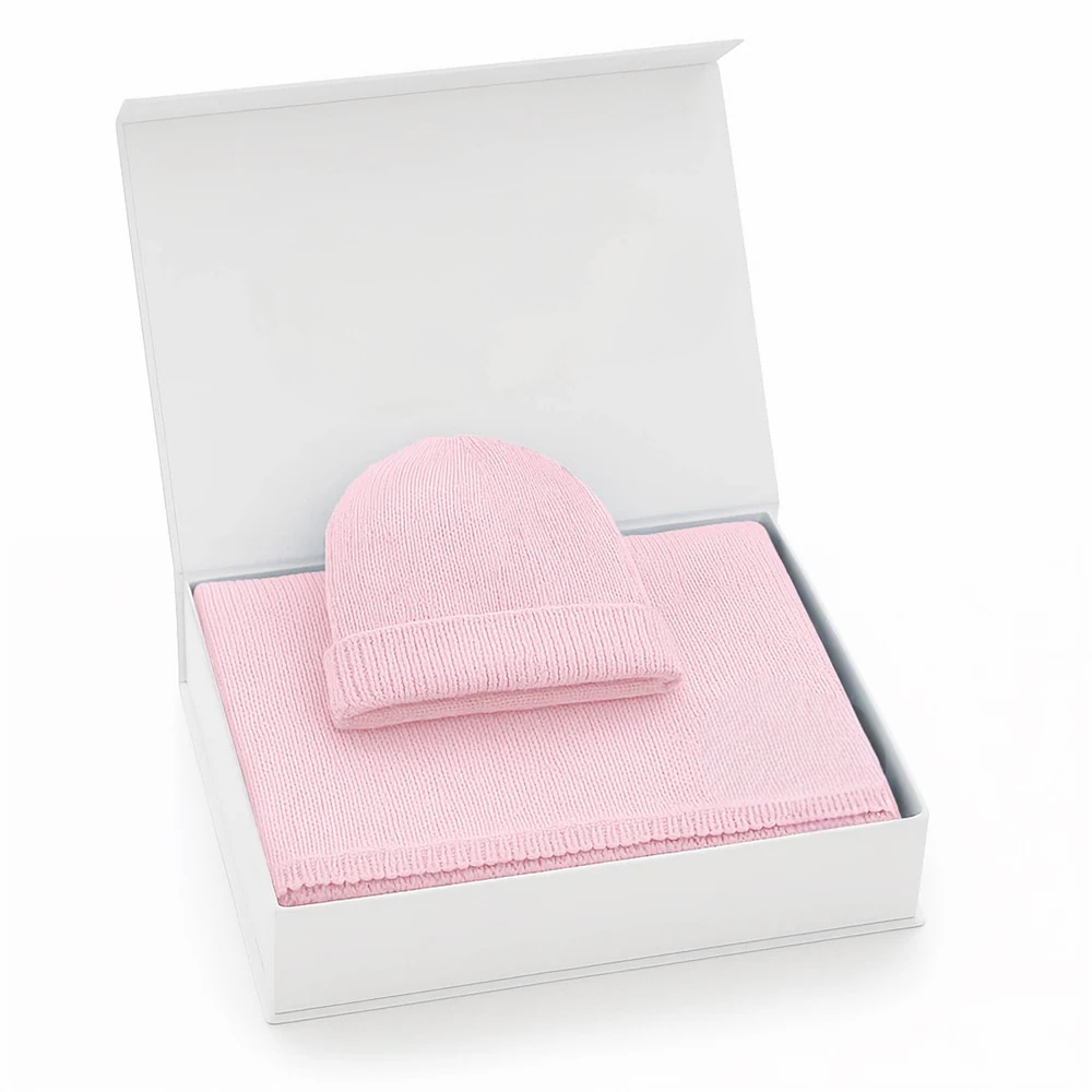 Luxe - 100% Organic Cotton Knit Blanket + Hat Set - blush pink
