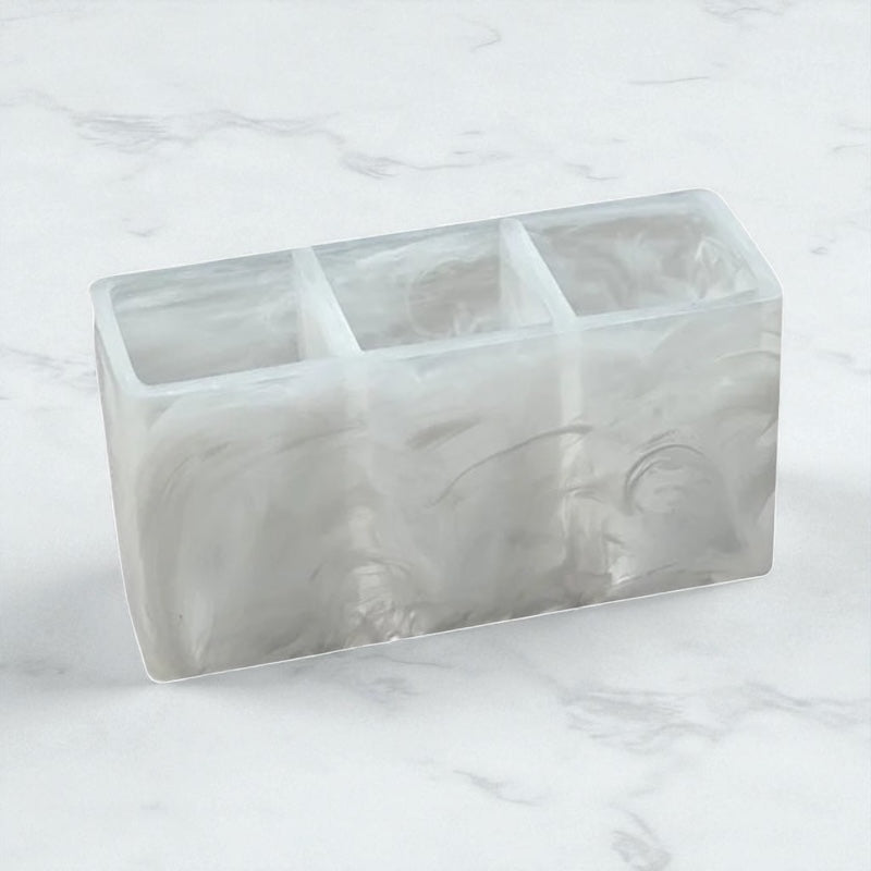 Resin white swirl caddy