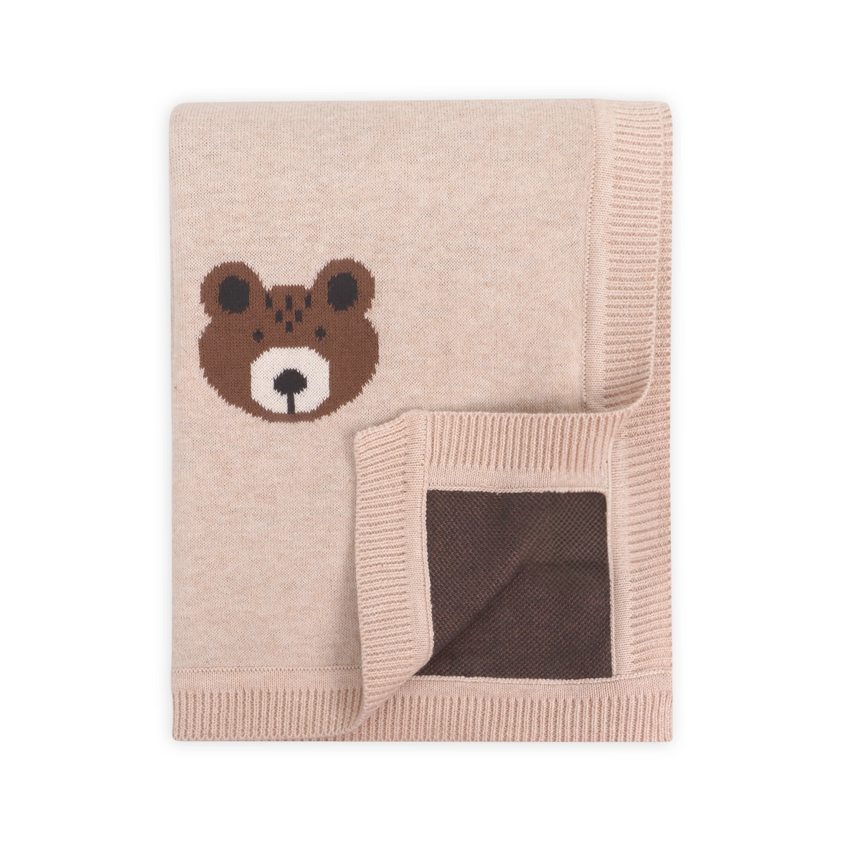 Couverture bébé en coton bio personnalisée avec ourson brun