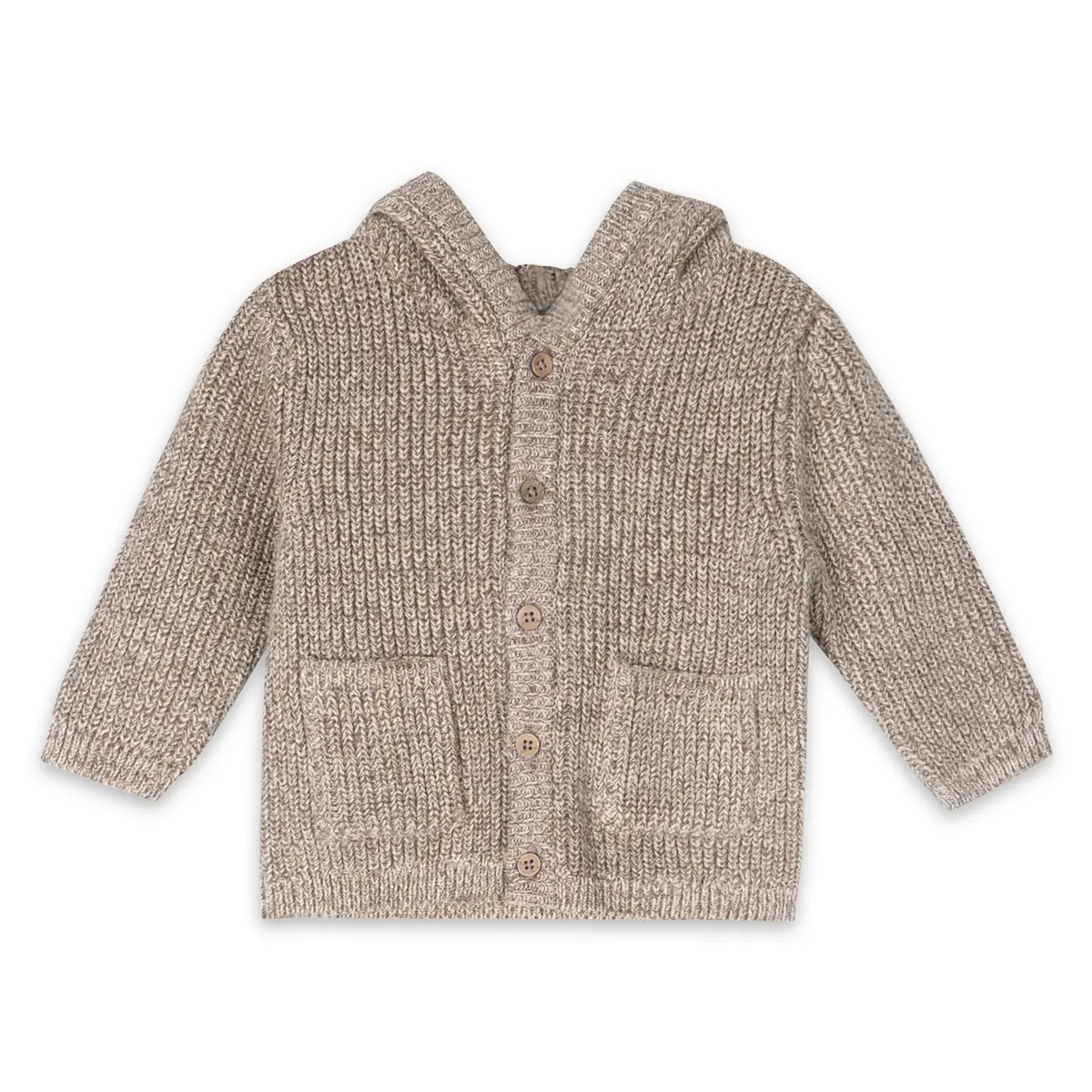 Veste à capuche bébé en grosse maille classique (coton biologique)