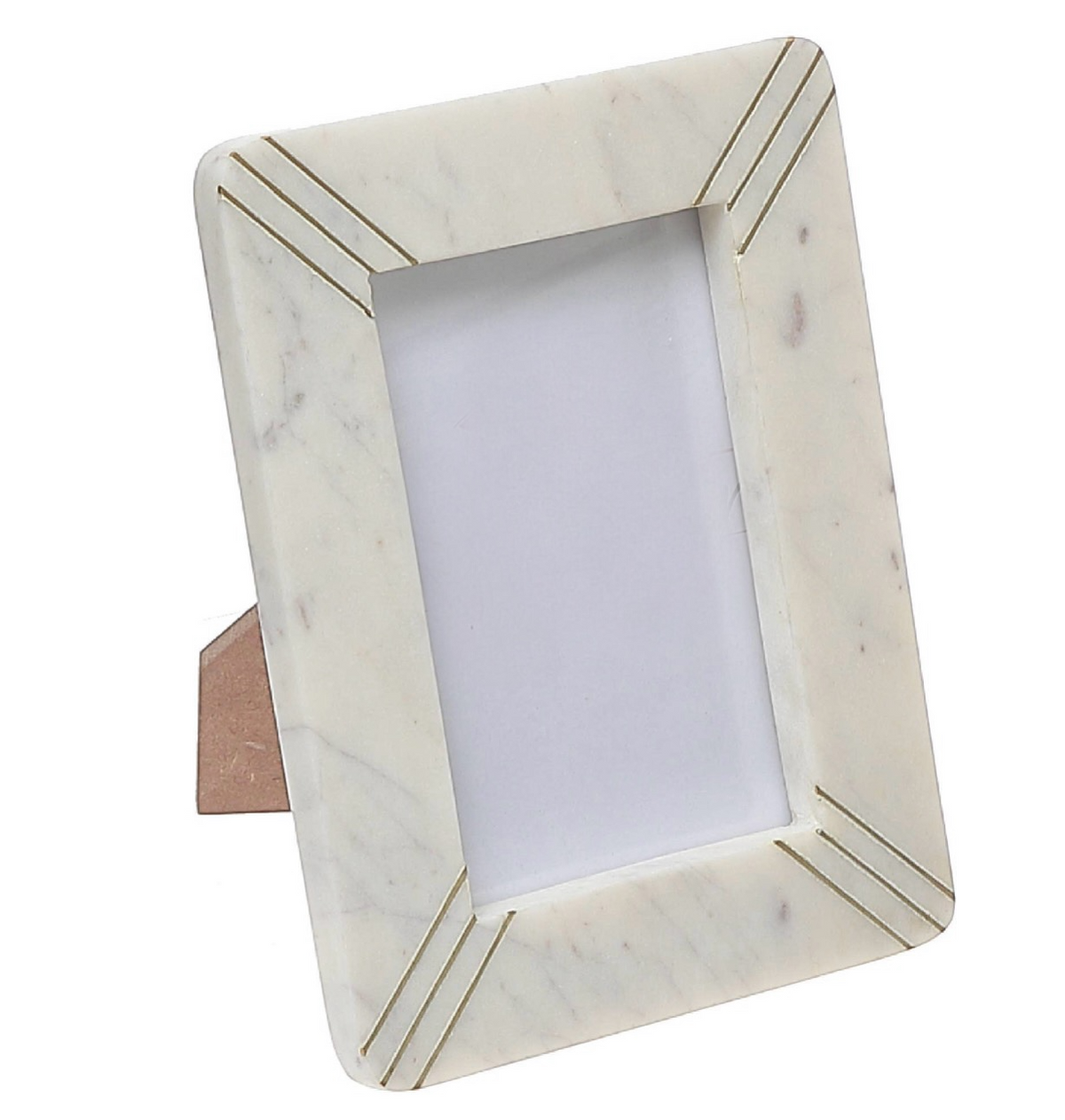 Cadre photo en marbre 4" x 6" avec incrustations en laiton
