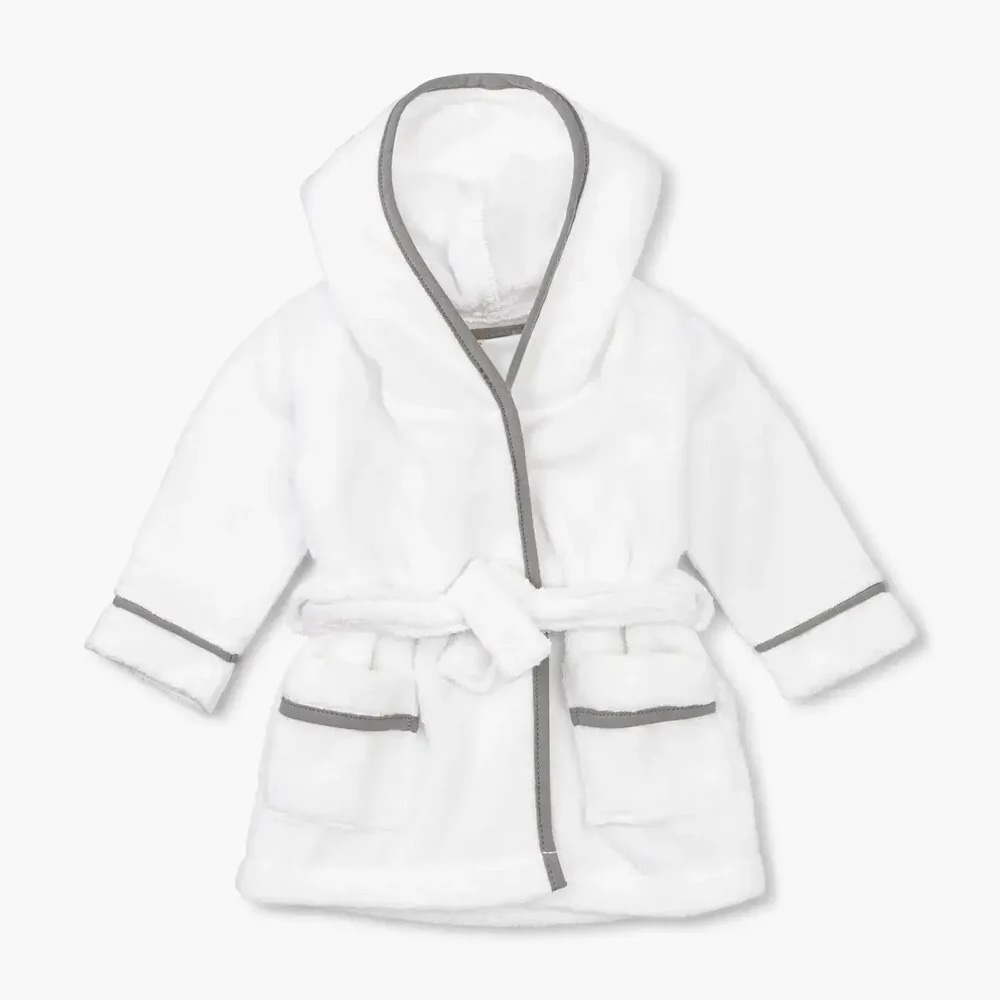 Peignoir en éponge personnalisé - Blanc et gris