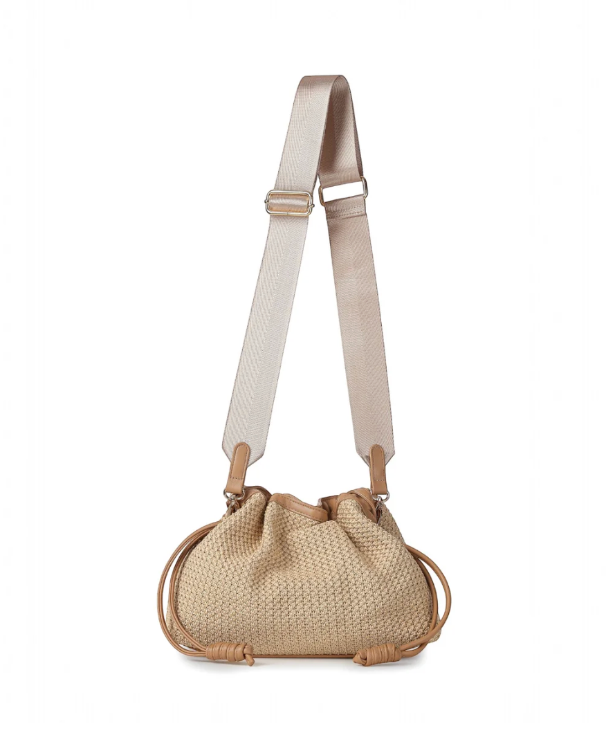 beige raffia convertible crossbody bag