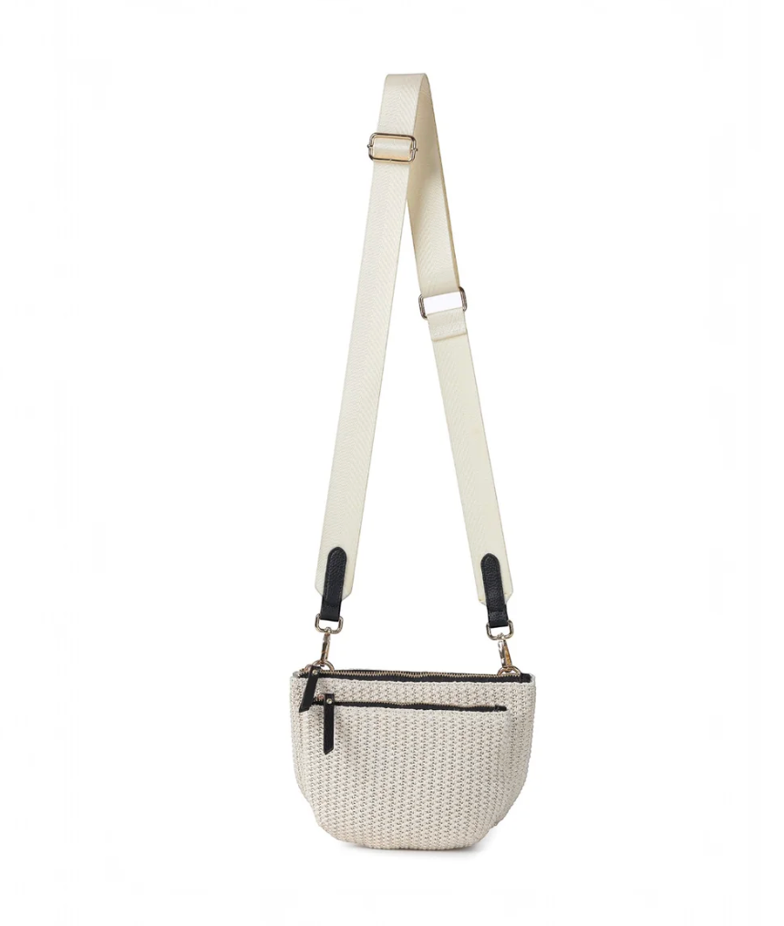 black trim raffia convertible crossbody