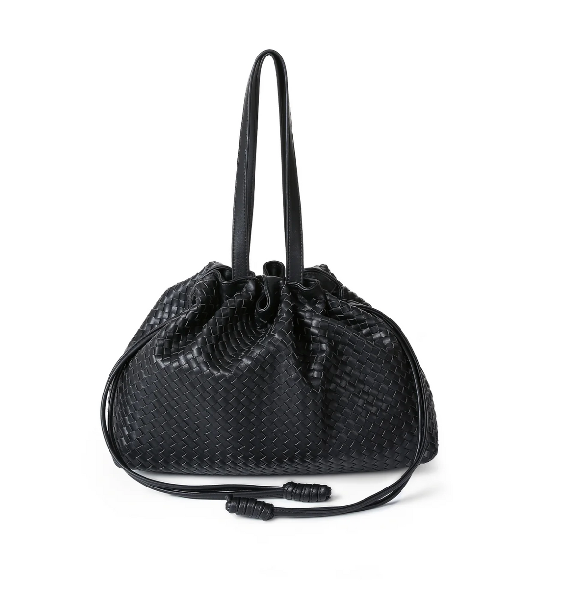 Sac fourre-tout en similicuir tissé – Noir
