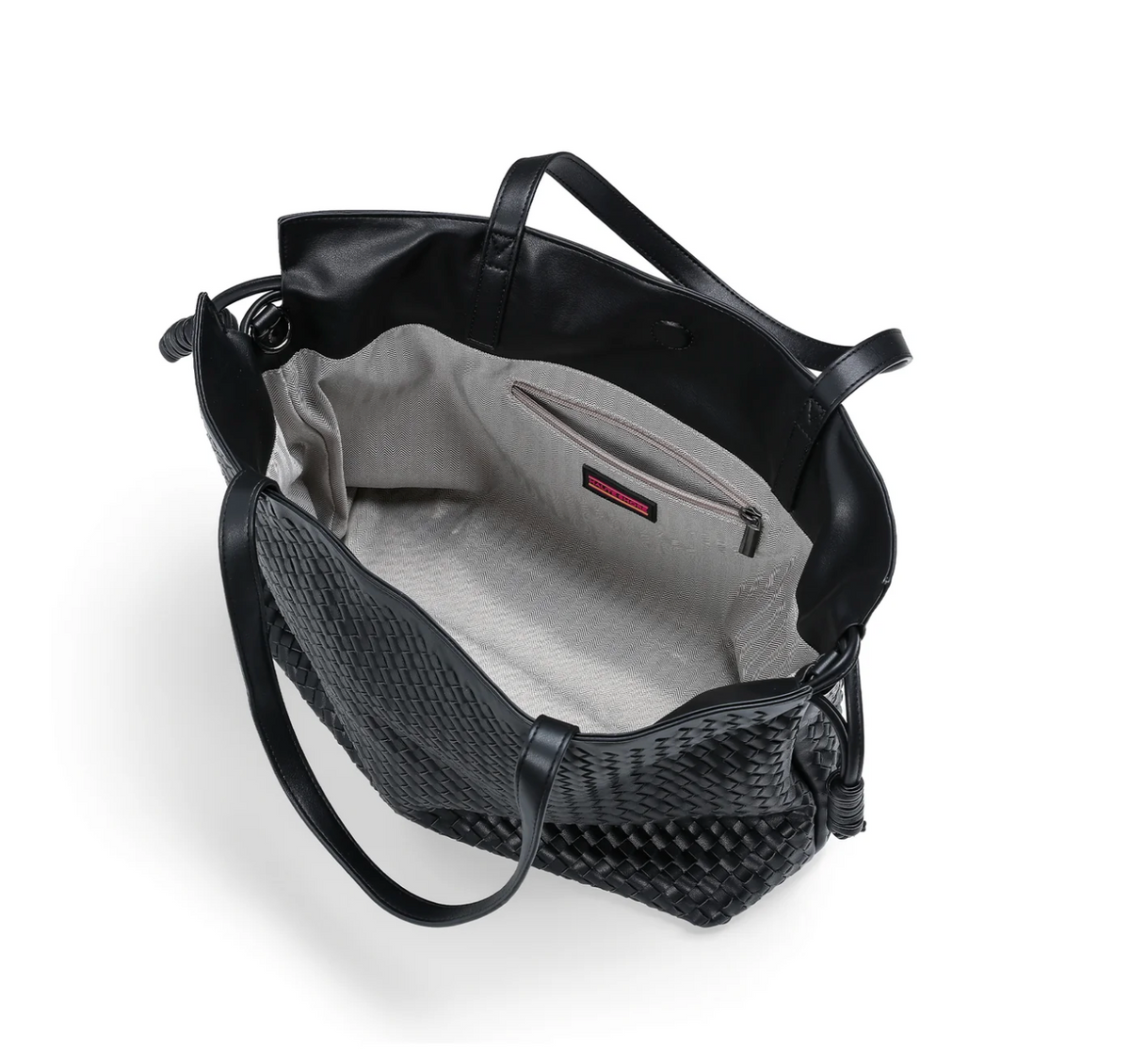 Sac fourre-tout en similicuir tissé – Noir